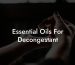 Essential Oils For Decongestant