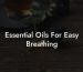 Essential Oils For Easy Breathing